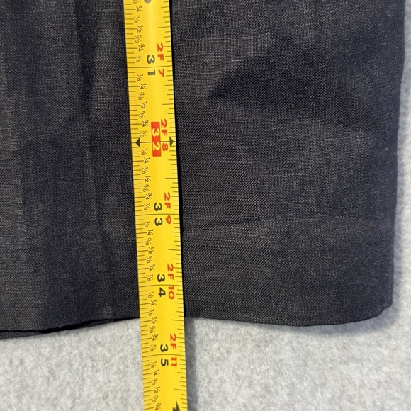 Larry Levine Linen blend Black Cropped Pants Beaded Embellished Waist 12 - Picture 10 of 14